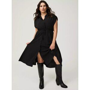 Torrid Dolman‎ Midi Shirt Dress 4X Black Edgy Chic Minimalist Simple Career